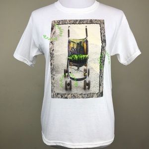 Collina Strada White Photo Tee Shirt Size S Vegan Plant Boho Retro Cool Urban